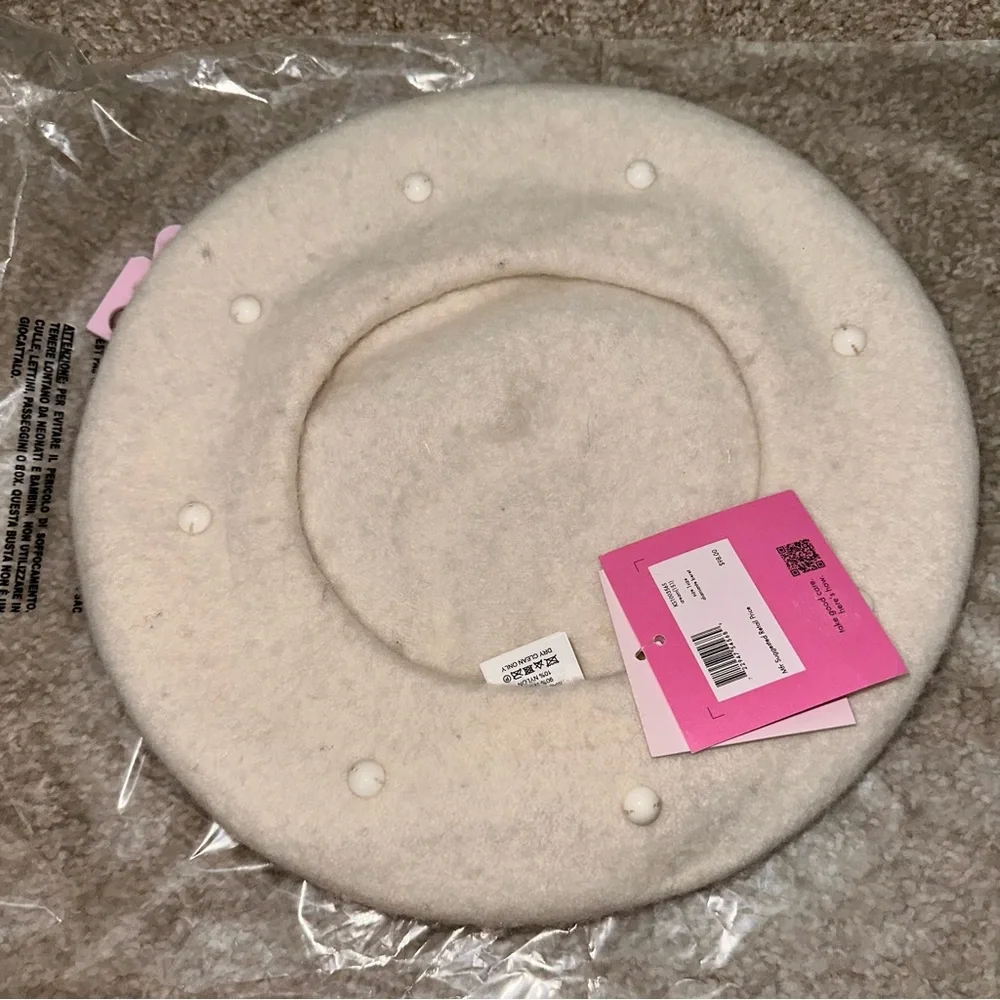 KATE SPADE Wool Beret w/ Pearls
